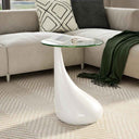vidaXL Salontafel met rond glazen tafelblad hoogglans zwart