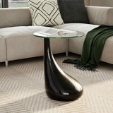 vidaXL Salontafel met rond glazen tafelblad hoogglans zwart