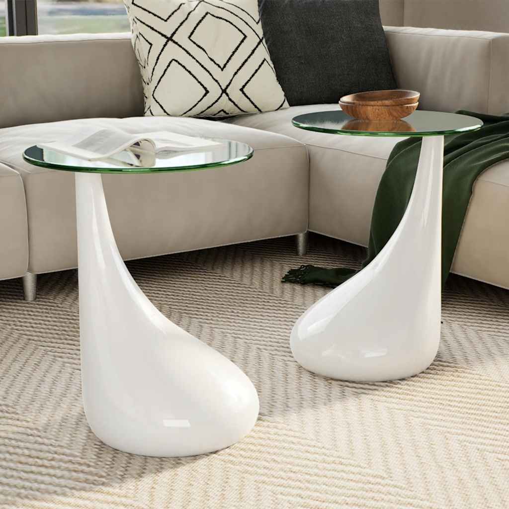vidaXL Salontafel met rond glazen tafelblad hoogglans zwart