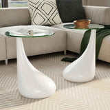 vidaXL Salontafel met rond glazen tafelblad hoogglans zwart