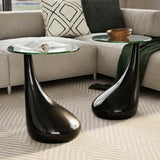 vidaXL Salontafel met rond glazen tafelblad hoogglans zwart