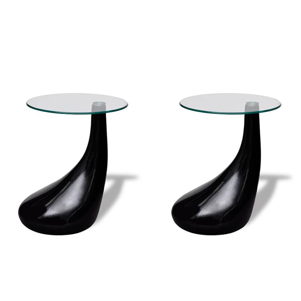 vidaXL Salontafel met rond glazen tafelblad hoogglans zwart