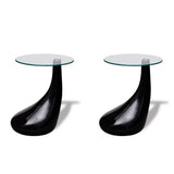 vidaXL Salontafel met rond glazen tafelblad hoogglans zwart