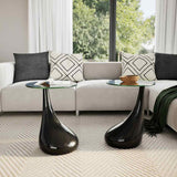 vidaXL Salontafel met rond glazen tafelblad hoogglans zwart