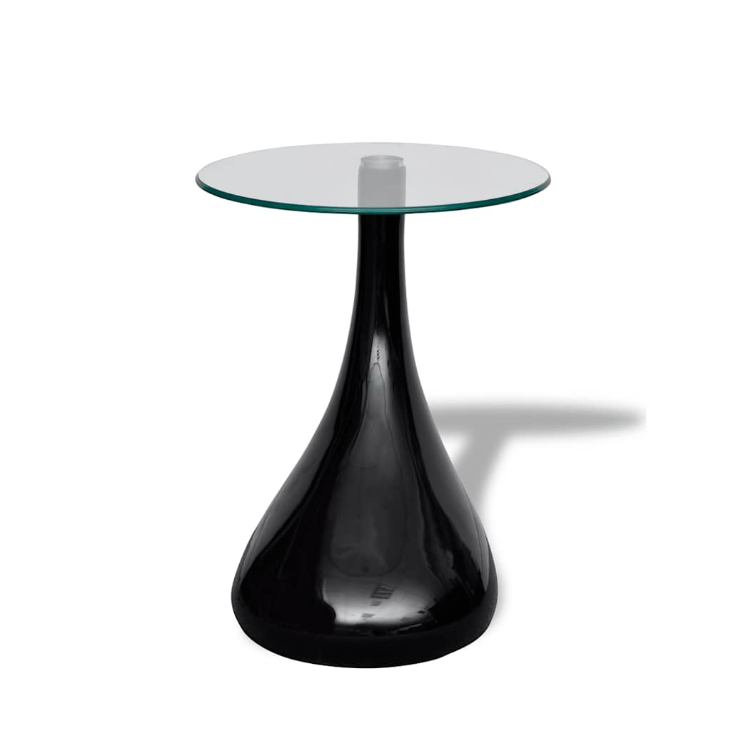 vidaXL Salontafel met rond glazen tafelblad hoogglans zwart