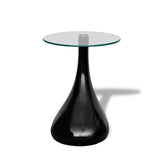 vidaXL Salontafel met rond glazen tafelblad hoogglans zwart
