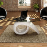 vidaXL Coffee Table with Oval Glass Tabletop High-Gloss White