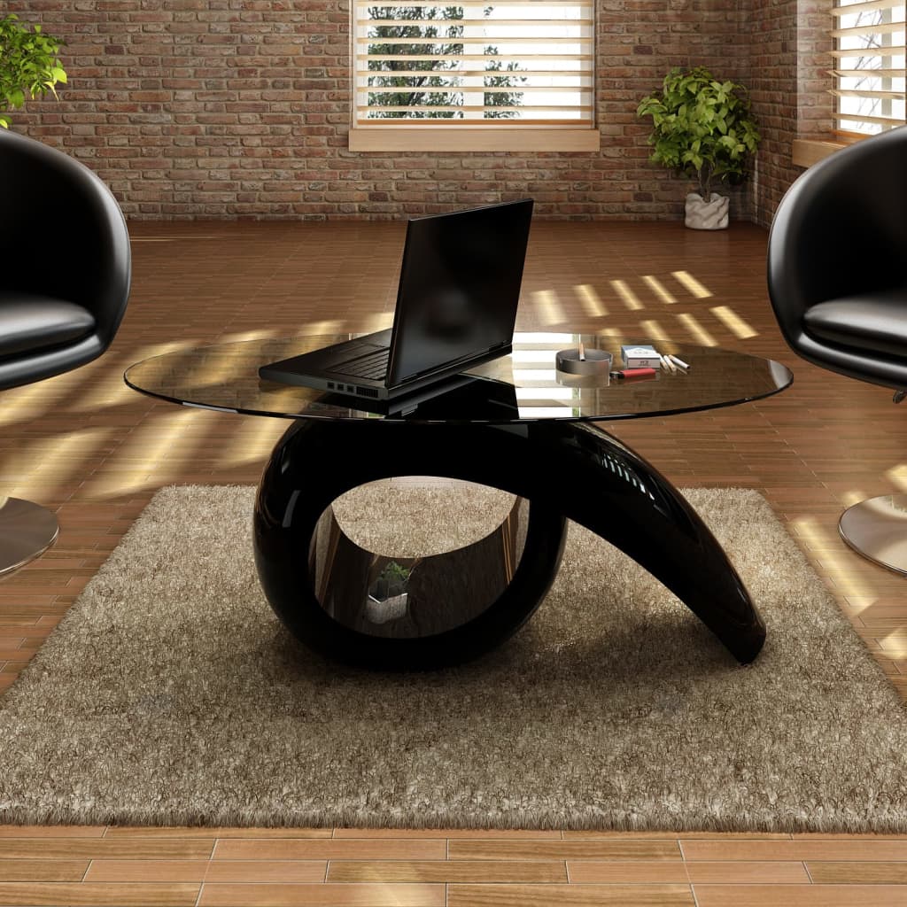 vidaXL Coffee Table with Oval Glass Tabletop High-Gloss White