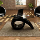 vidaXL Coffee Table with Oval Glass Tabletop High-Gloss White