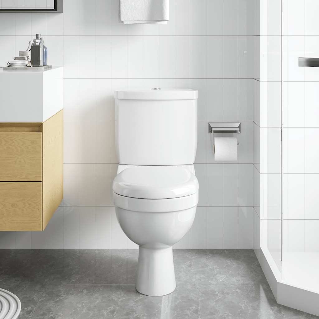 vidaXL Toilet met stortbak zwart