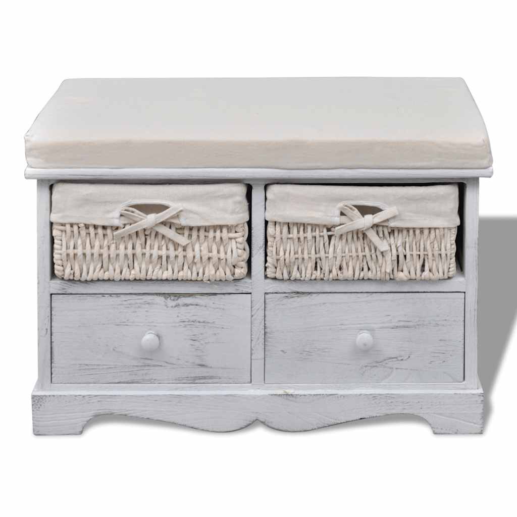 vidaXL Opbergbank 62x33x42 cm paulowniahout wit