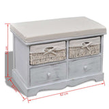 vidaXL Opbergbank 62x33x42 cm paulowniahout wit