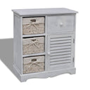 vidaXL Cabinet with 3 Woven Baskets on Left Wood White