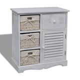 vidaXL Cabinet with 3 Woven Baskets on Left Wood White