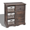 vidaXL Cabinet with 3 Woven Baskets on Left Wood White