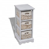 vidaXL Cabinet with 3 Woven Baskets on Left Wood White