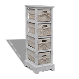 vidaXL Cabinet with 3 Woven Baskets on Left Wood White