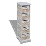 vidaXL Cabinet with 3 Woven Baskets on Left Wood White