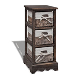 vidaXL Cabinet with 3 Woven Baskets on Left Wood White