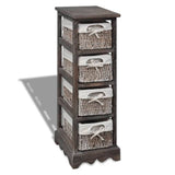 vidaXL Cabinet with 3 Woven Baskets on Left Wood White