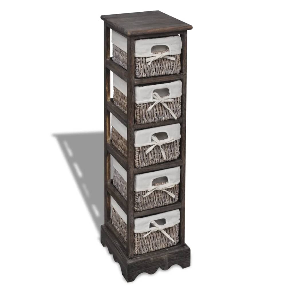 vidaXL Cabinet with 3 Woven Baskets on Left Wood White