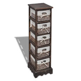 vidaXL Cabinet with 3 Woven Baskets on Left Wood White