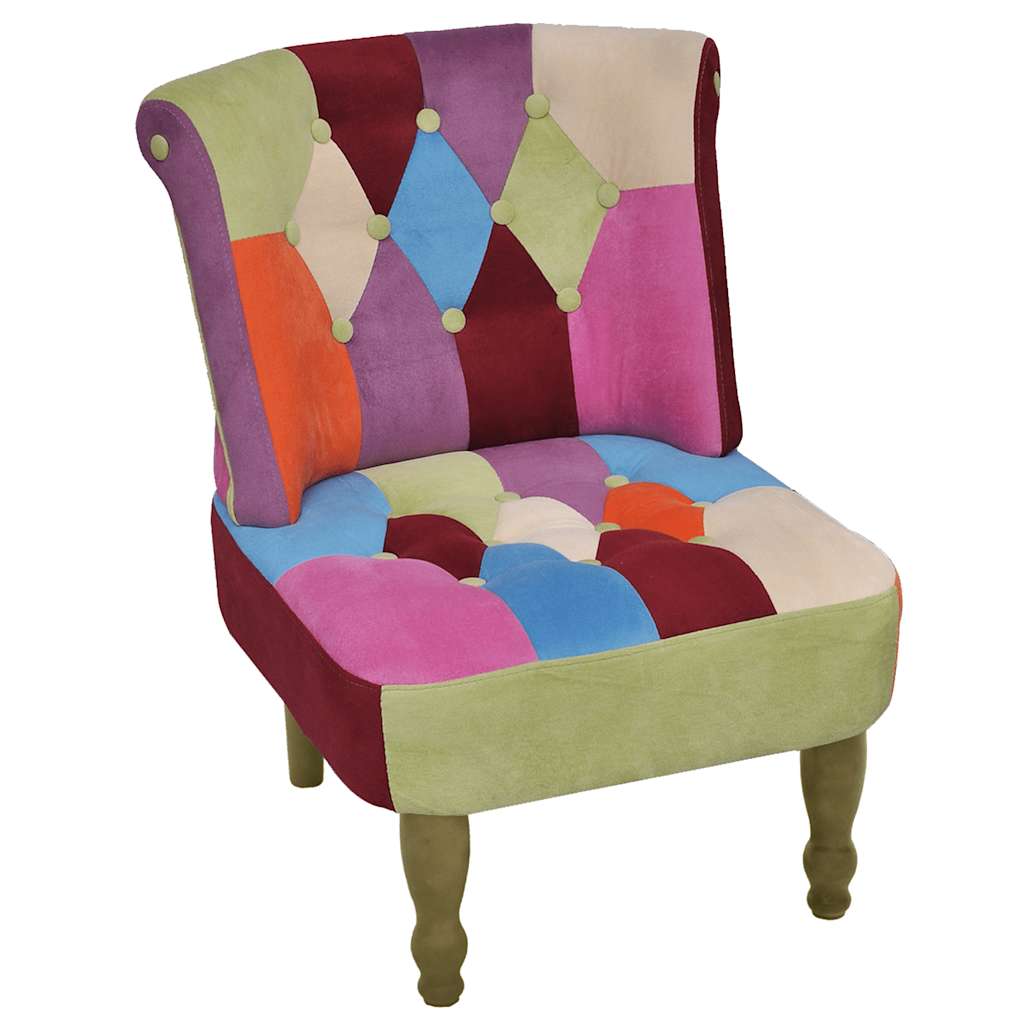 vidaXL Franse stoel met patchwork ontwerp stof