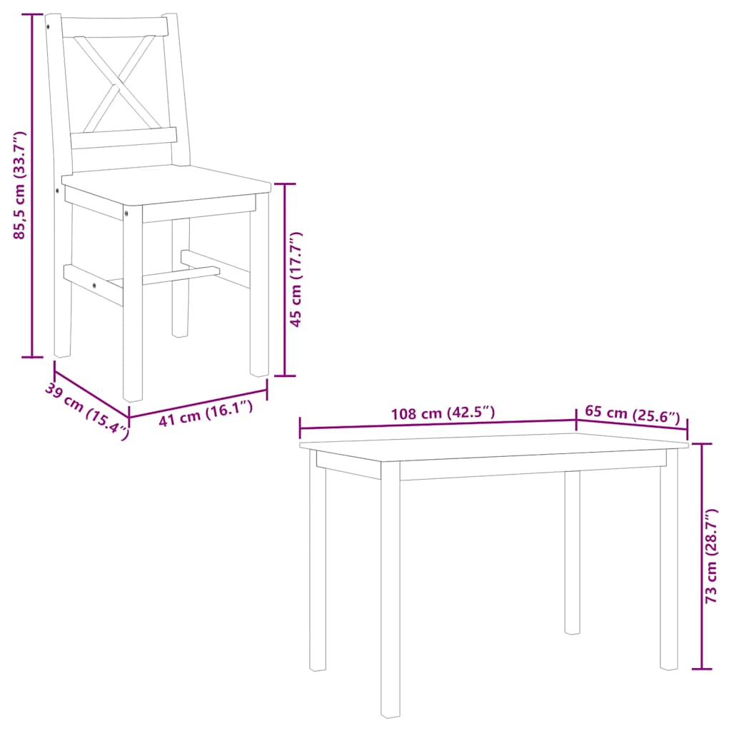 vidaXL 5-piece Dining Set white