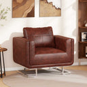 vidaXL Cube Armchair with Chrome Legs Faux Leather Brown