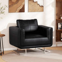 vidaXL Cube Armchair with Chrome Legs Faux Leather Brown
