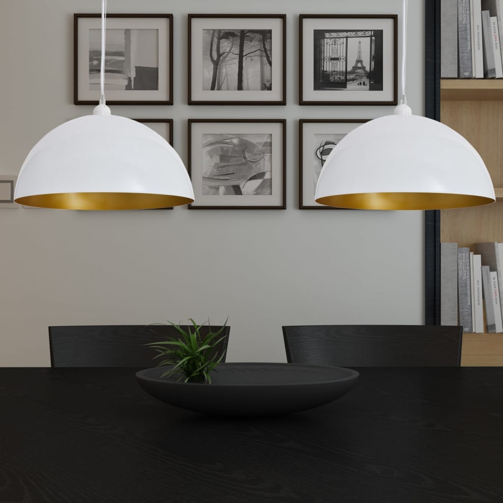 vidaXL Ceiling Lamps 2 pcs Height Adjustable Hemispherical Black