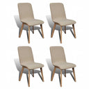 vidaXL Dining Chairs 4 pcs Fabric and Solid Oak Beige