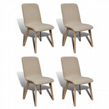 vidaXL Dining Chairs 4 pcs Fabric and Solid Oak Beige