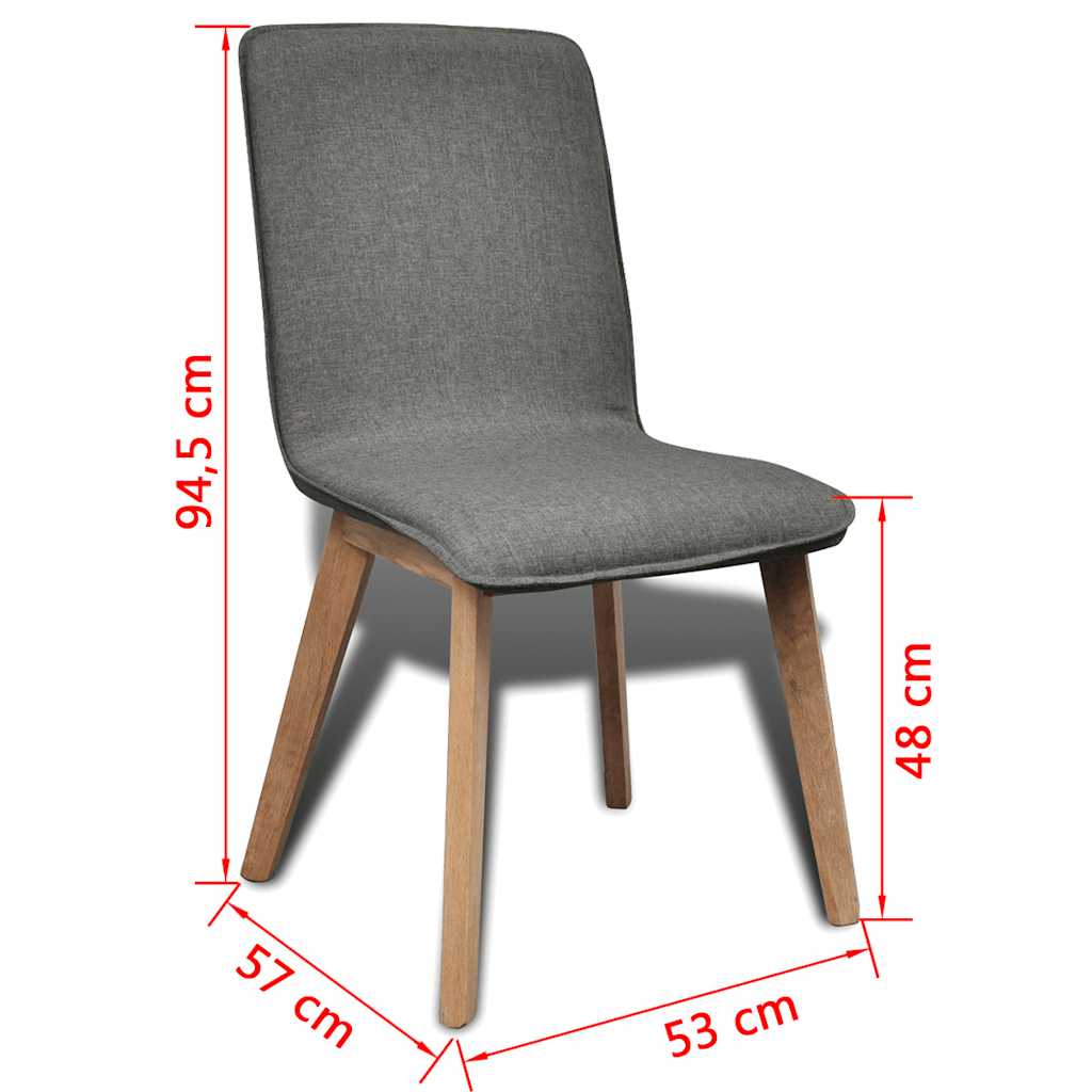 vidaXL Dining Chairs 4 pcs Fabric and Solid Oak Beige
