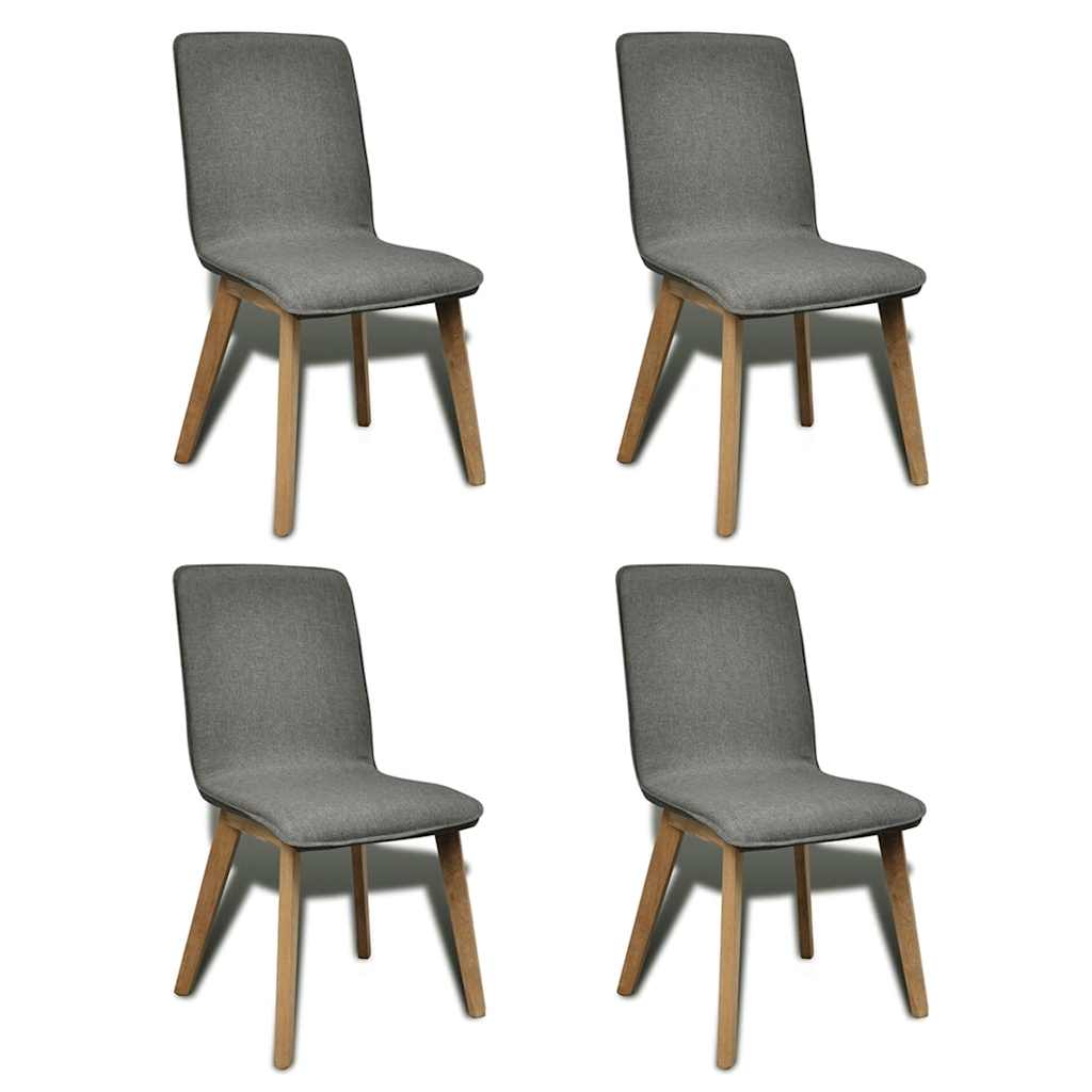 vidaXL Dining Chairs 4 pcs Fabric and Solid Oak Beige
