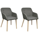 vidaXL Dining Chairs 2 pcs Fabric and Solid Oak Wood Beige