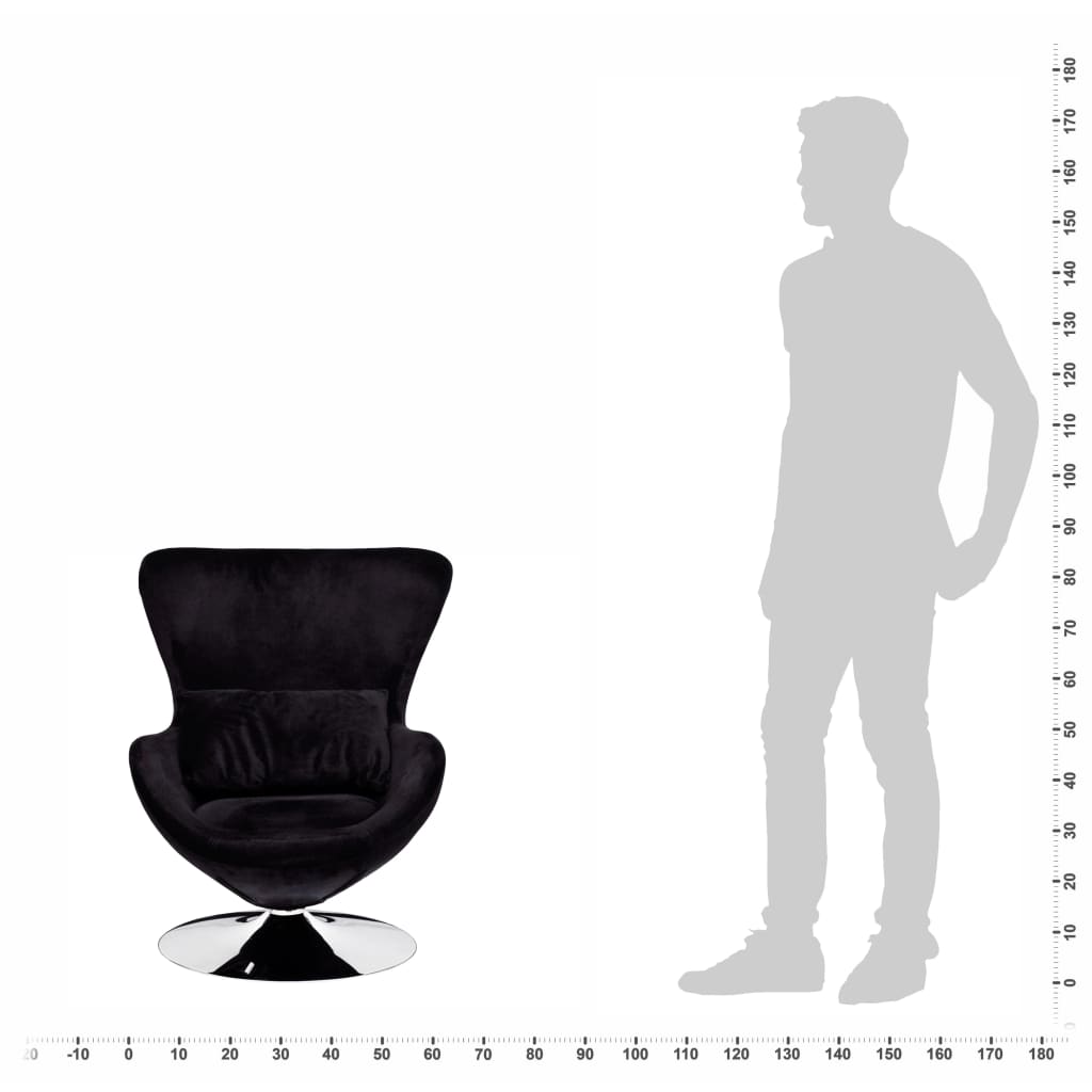 vidaXL Fauteuil eivormig zwart