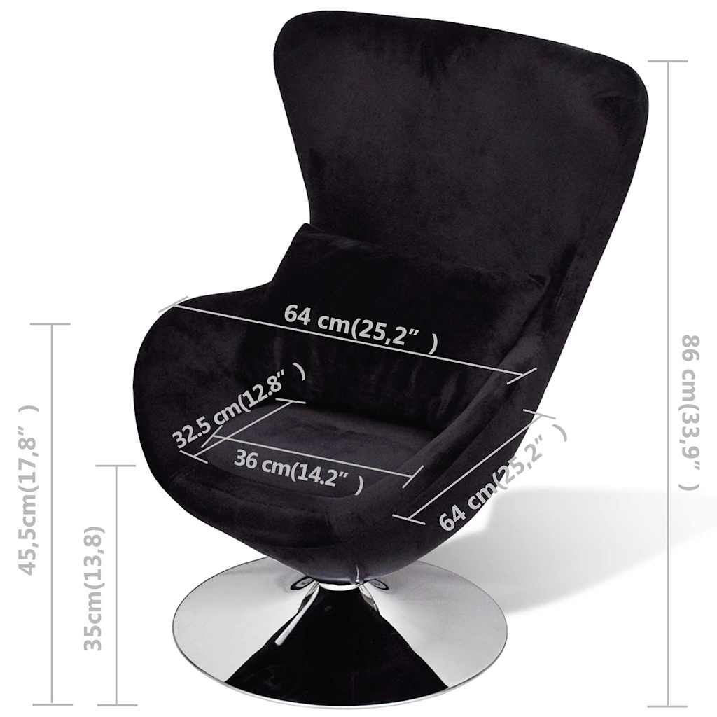 vidaXL Fauteuil eivormig zwart