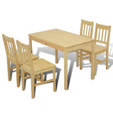 vidaXL Eettafel met 4 stoelen hout naturel