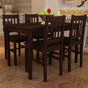 vidaXL Eettafel met 4 stoelen hout naturel