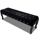 vidaXL Bench with Crystal Buttons Velvet Fabric Black