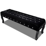 vidaXL Bench with Crystal Buttons Velvet Fabric Black