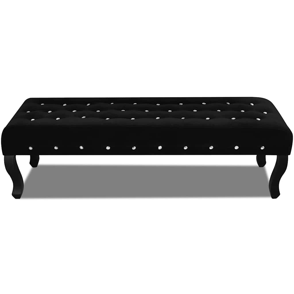 vidaXL Bench with Crystal Buttons Velvet Fabric Black