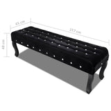 vidaXL Bench with Crystal Buttons Velvet Fabric Black