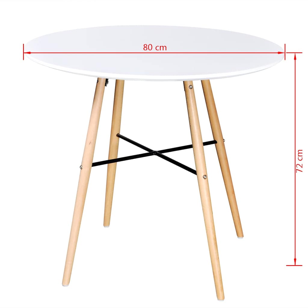 vidaXL Dining Table Round MDF White