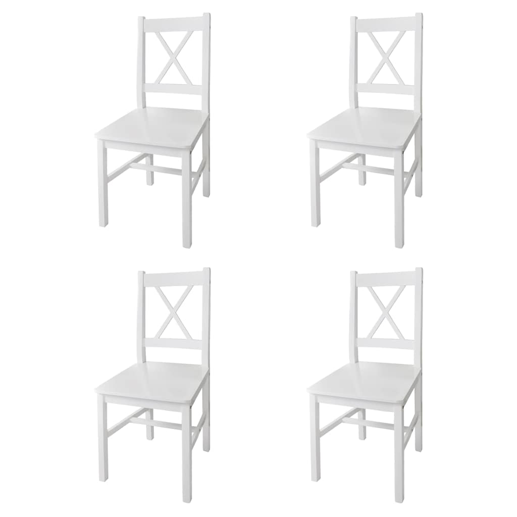 vidaXL Eetkamerstoelen 4 st grenenhout wit