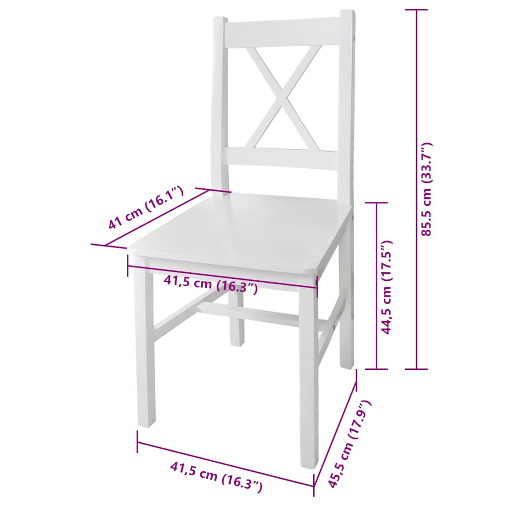 vidaXL Eetkamerstoelen 4 st grenenhout wit