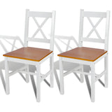 vidaXL Eetkamerstoelen 4 st grenenhout wit