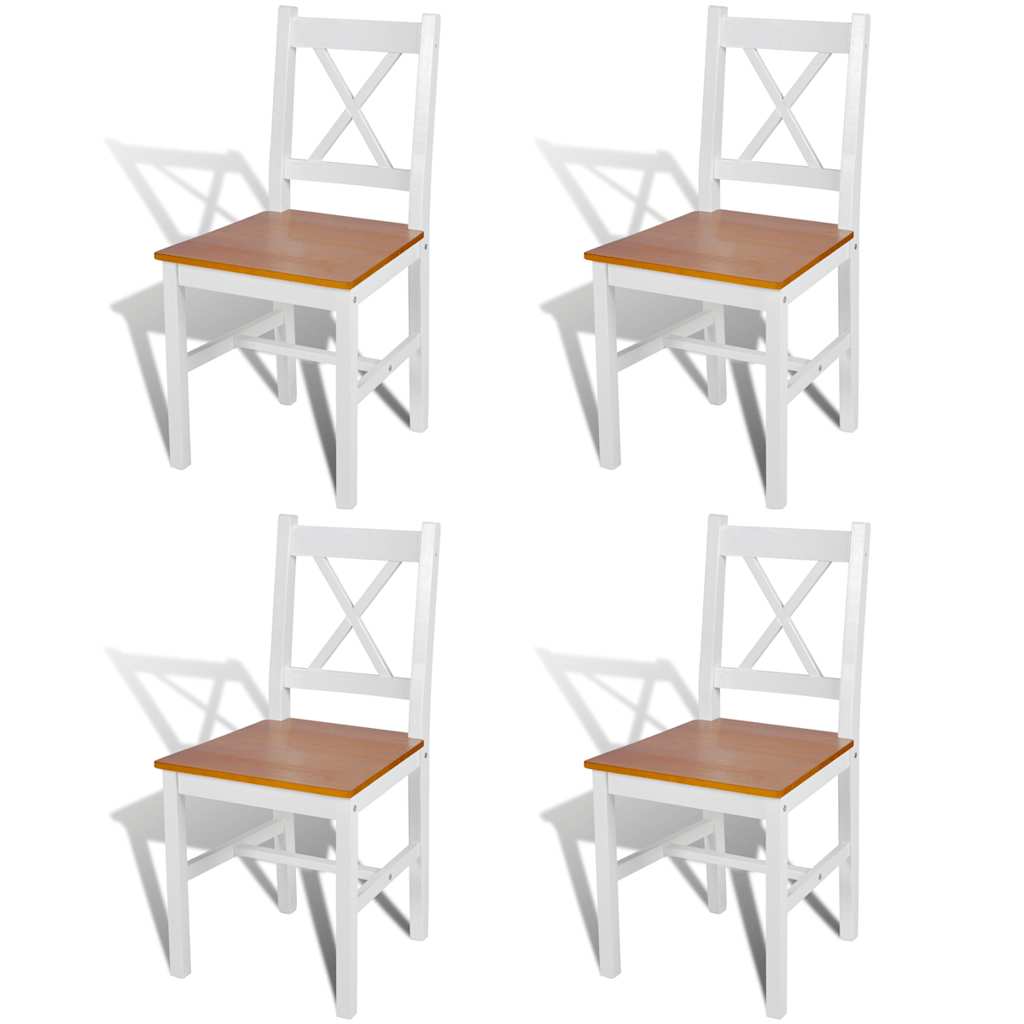 vidaXL Eetkamerstoelen 4 st grenenhout wit