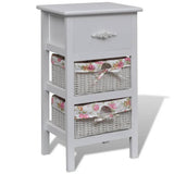 vidaXL Cabinet with 1 Drawer and 2 Baskets Paulownia Wood White